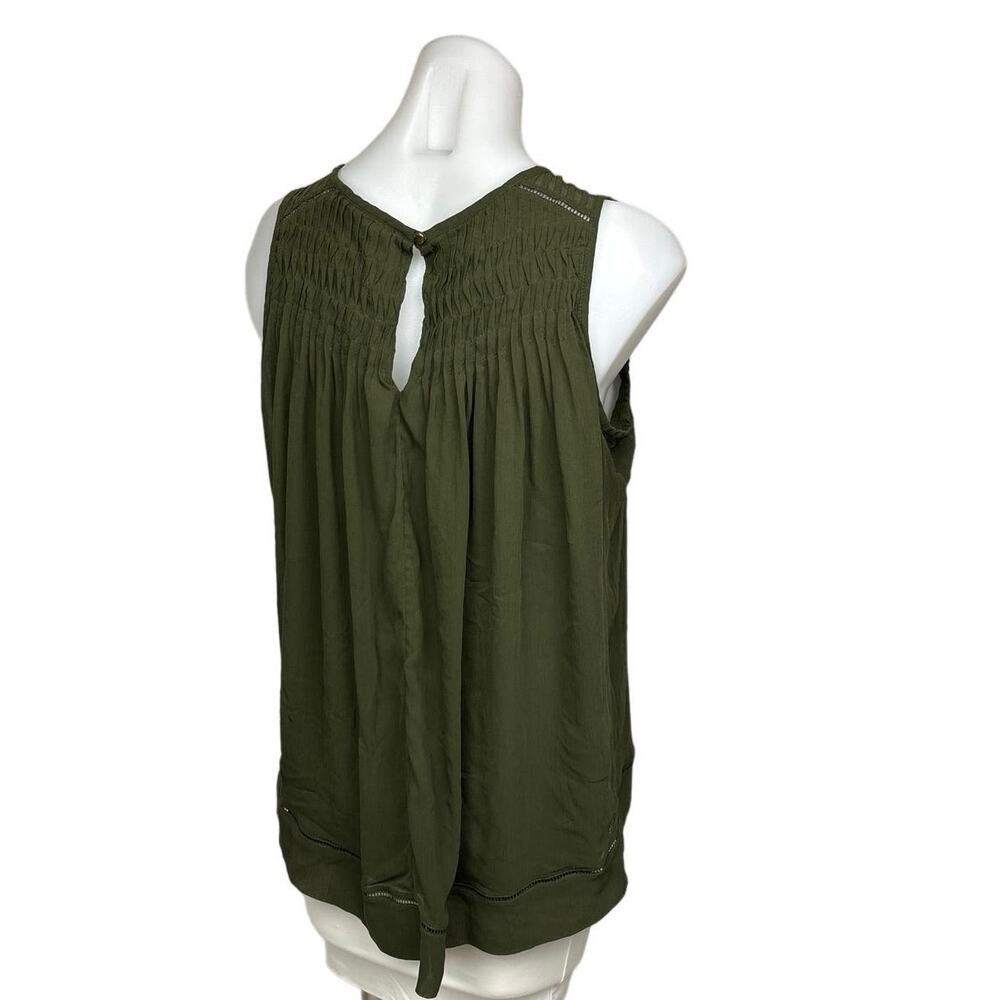 Banana Republic Green Pleated Ruched Pintuck Sleeveless Blouse Tank Top Size S - Picture 4 of 8